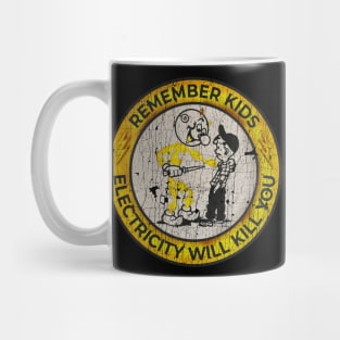 VINTAGE -  Yellow Electricity Will Kill You Kids Mug